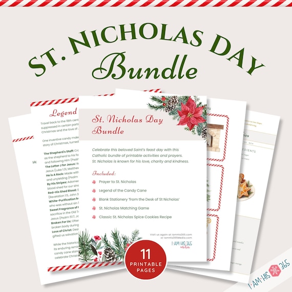 St Nicholas Day Printable Bundle | Printable Catholic Prayers Activities for St Nicholas Feast Day | St Nicholas Cookie Recipe | Advent Game