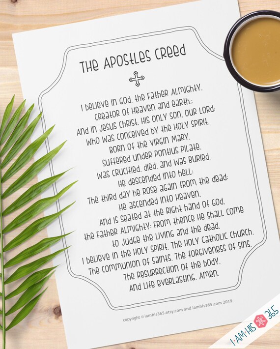 Apostles Creed Prayer Print - Catholic Prayer Printable Christian Print - PDF Download