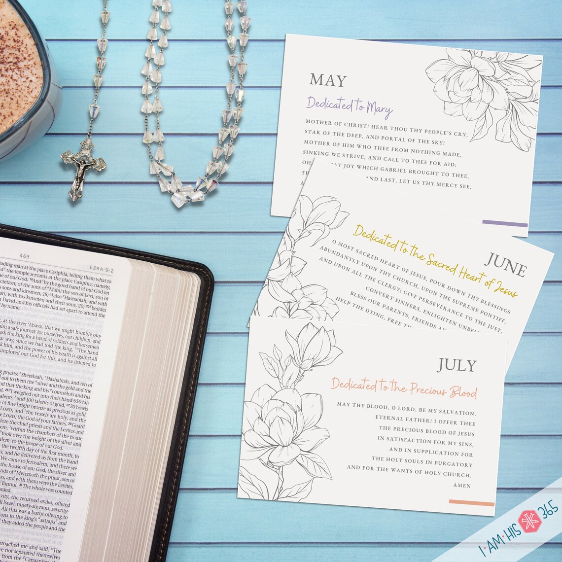 12 Catholic Prayer Cards for Monthly Devotion Traditional Catholic Prayers for Display and Gifts ...