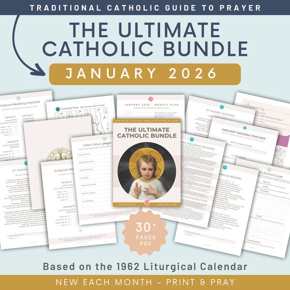 JANUARY Catholic Prayer Pack: Printable 1962 Liturgical Planner, Activities, Novenas, Trackers, Lectio Divina, Guided Journal, Coloring