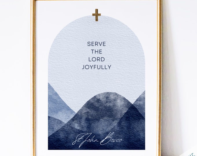 St John Bosco Catholic Saint Wall Art Print - Catholic Printable | Catholic Saint Quote | PDF Digital Print | Watercolor