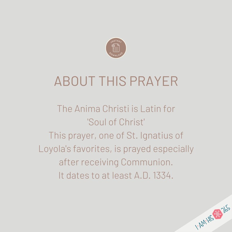Anima Christi Prayer Print Catholic Prayer Printable, Christian Print ...