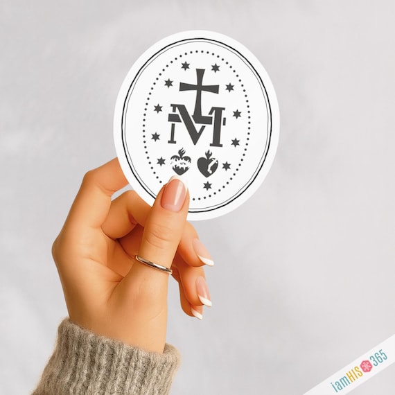 Miraculous Medal Decal: Catholic Inspirational Sticker for Laptop, Car, Water bottle | Kiss-Cut Vinyl Decal | Removable Religious Sticker