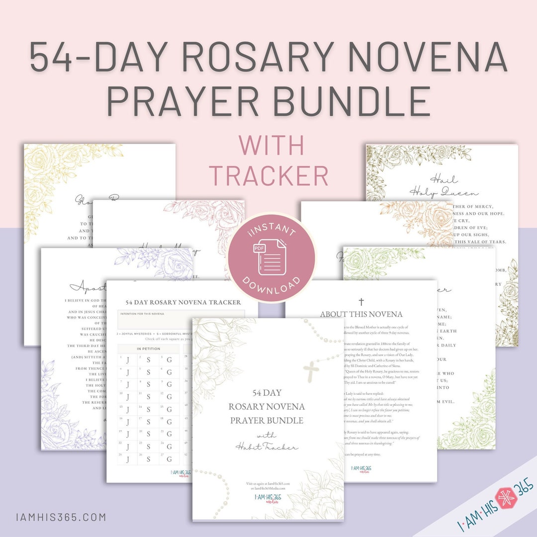 54 Day Rosary Novena Prayer Bundle With Habit Tracker Printable
