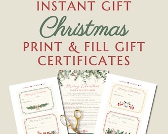 Instant Printable Christmas Gift | DIY Print & Cut Gift Certificates | 10 Gift Ideas Included | Printable Gift Card | Digital Christmas Gift