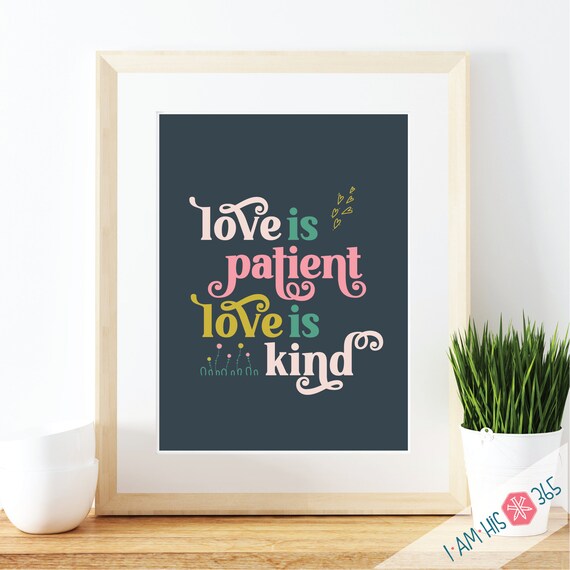 Printable Catholic Wall Art Print - Love is Patient Love is Kind - Traditional Catholic Digital Download - Scripture Quote