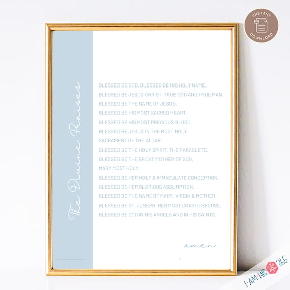 The Divine Praises Prayer Print: Catholic Home Decor (PDF Download)