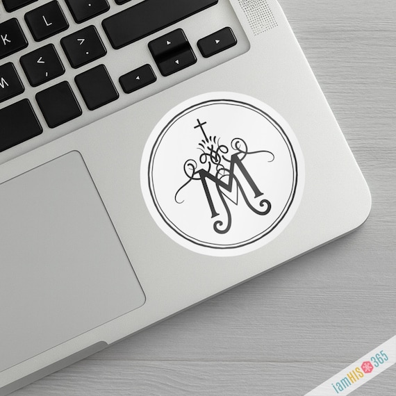 Auspice Maria Sticker Decal: Catholic Sticker for Laptop, Car, Water bottle | Kiss-Cut Vinyl Decal | Religious Sticker