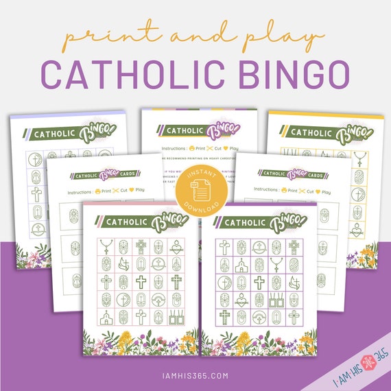 Printable Catholic Bingo | Catholic Game | Catechism Activity | Homeschool Printable | First Communion Party Game | Catholic Kids Activity