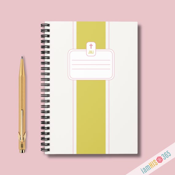 Catholic Lined Notebook | Softcover with JMJ Label Striped Journal for School Homeschool Prayer | Writing Gift for Catholics