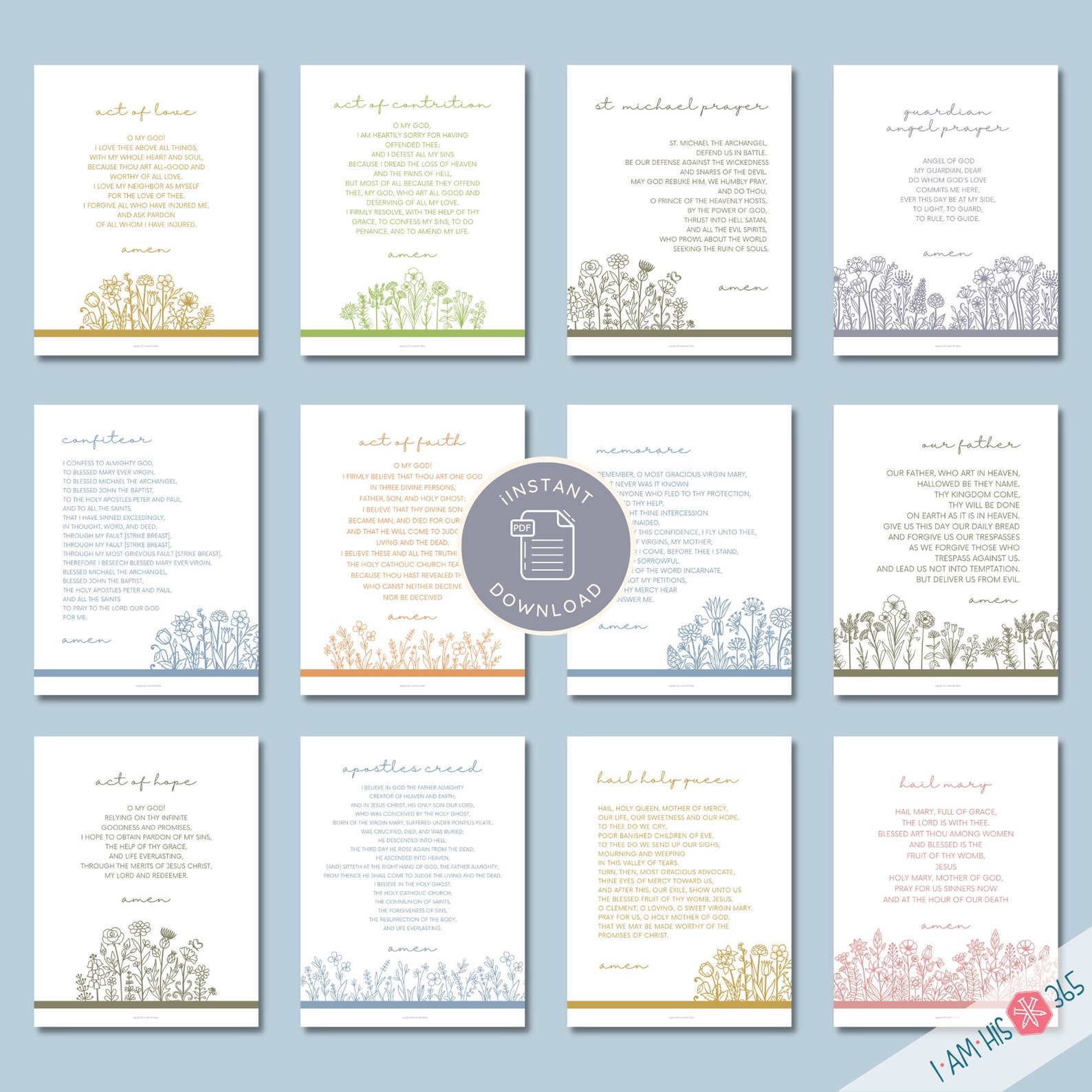 Catholic Prayer Print Set of 12 - Catholic Prayer Printable, Classroom ...
