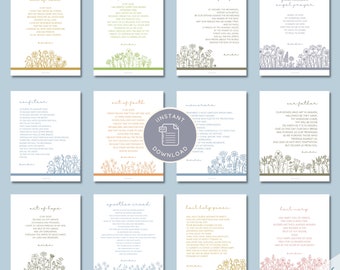 Catholic Prayer Print Set of 12 - Catholic Prayer Printable, Classroom Art, Catechism, PDF Download, Our Father, Hail Mary, Memorare