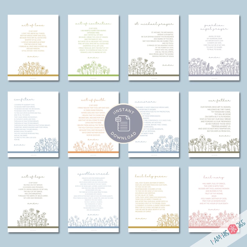 Catholic Prayer Print Set of 12 - Catholic Prayer Printable, Classroom ...