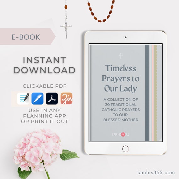 Blessed Mother Prayer Book | PDF eBook with 20 Prayers to Our Blessed Mother | Traditional Catholic Marian Prayers and Rosary Novena Tracker