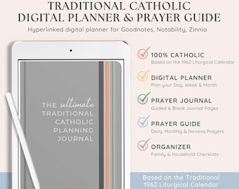 UNDATED Traditional Catholic Digital Planner and Prayer Guide | 1962 Liturgical Calendar iPad Planner | Zinnia, iPad, Goodnotes, Notability