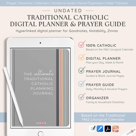 Traditional Catholic Digital Planner: 1962 Liturgical Calendar (PDF)