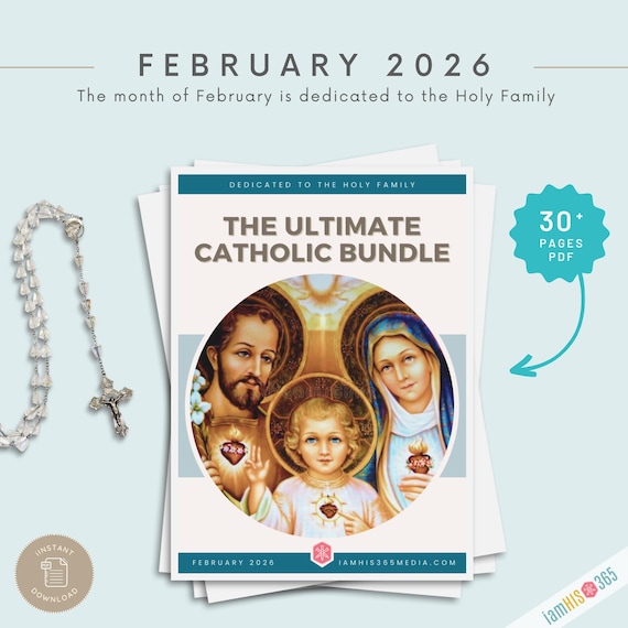 FEBRUARY Catholic Prayer Pack: Printable 1962 Liturgical Planner, Activities, Novenas, Trackers, Lectio Divina, Guided Journal, Coloring