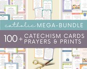 Catholic Homeschool Bundle : Printable Prayer Prints, Catechism Cards, Kids Prayers (Digital Download) Traditional Prayer for Home Learning
