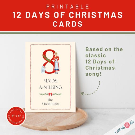 Catholic Twelve Days of Christmas Cards | DIY Print & Cut Catechism Cards | Catholic Christmas Card | Printable Christmas Activity | Digital