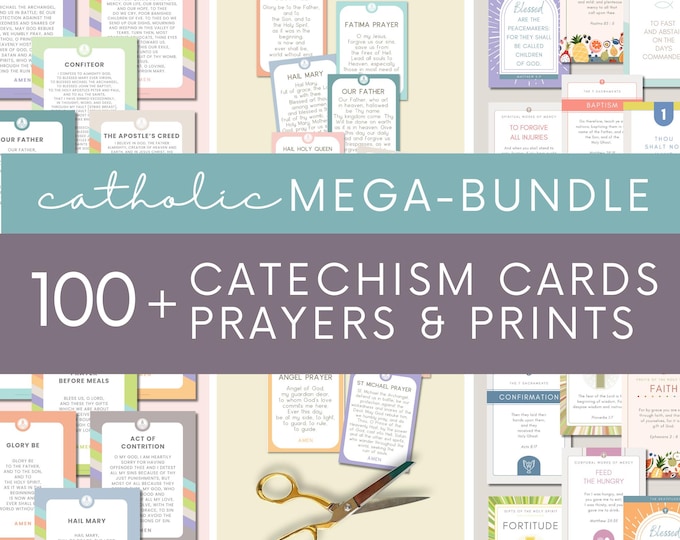 Catholic Catechism Bundle: Prayer Prints & Cards - Homeschool Classroom Decor (Digital Download)