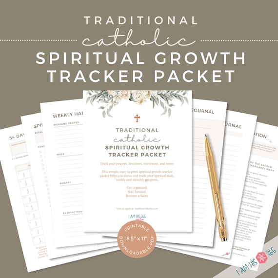 Catholic Spiritual Growth Tracker: Prayer Journal & Novena Checklist (PDF Printable)