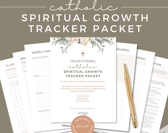 Catholic Spiritual Growth Tracker Printable PDF | Daily Prayer | 54 Day Rosary Tracker | Novena Checklist | First Friday and First Saturday