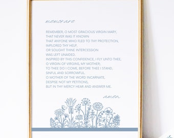 Memorare Prayer Print - Catholic Prayer Print, Printable Catholic Prayer , Catholic Wall Art, Catholic Printable Blessed Mother