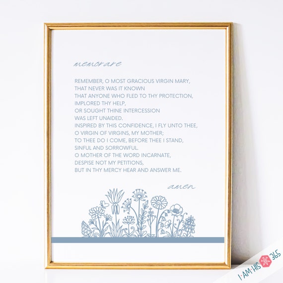 Memorare Prayer Print - Catholic Prayer Print, Printable Catholic Prayer , Catholic Wall Art, Catholic Printable Blessed Mother