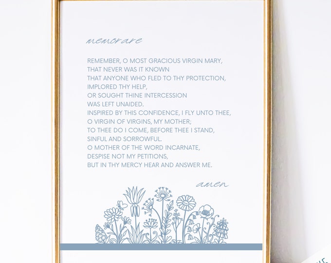 Memorare Prayer Print - Catholic Prayer Print, Printable Catholic Prayer , Catholic Wall Art, Catholic Printable Blessed Mother