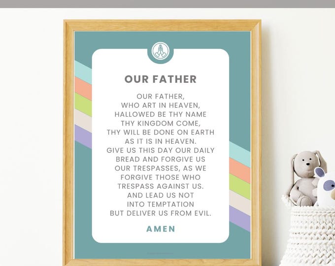 Catholic Prayer Print Set of 12 - Traditional Catholic Prayer Printable, Classroom Art, Catechism, Our Father, Hail Mary, Memorare, 2 Sizes