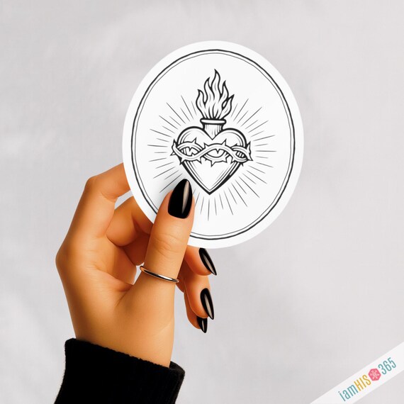 Sacred Heart Catholic Sticker Decal: Catholic Sticker for Laptop, Car, Water bottle | Kiss-Cut Vinyl Decal | Religious Sticker