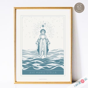 Star of the Sea | Maris Stella Art Print, Hail Mary Print, Blessed Mother, Marian Poster, Catholic Home Decor, Digital Catholic Art Print