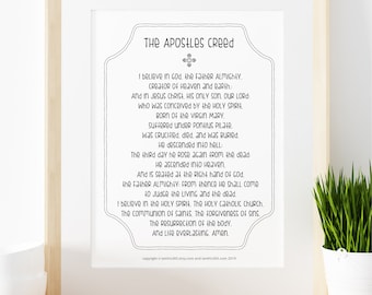 Apostles Creed Prayer Print - Catholic Prayer Printable Christian Print - PDF Download