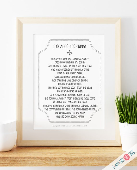 Apostles Creed Prayer Print - Catholic Prayer Printable Christian Print - PDF Download