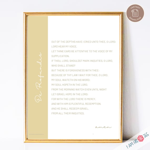 De Profundis Prayer Print: Catholic Christian Wall Art (PDF Download)