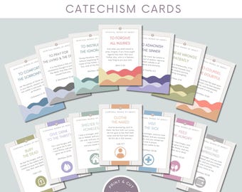 Works of Mercy Catholic Catechism Cards | Spiritual and Corporal Works of Mercy | Traditional Catholic Bible Scripture | Douay Rheims Bible