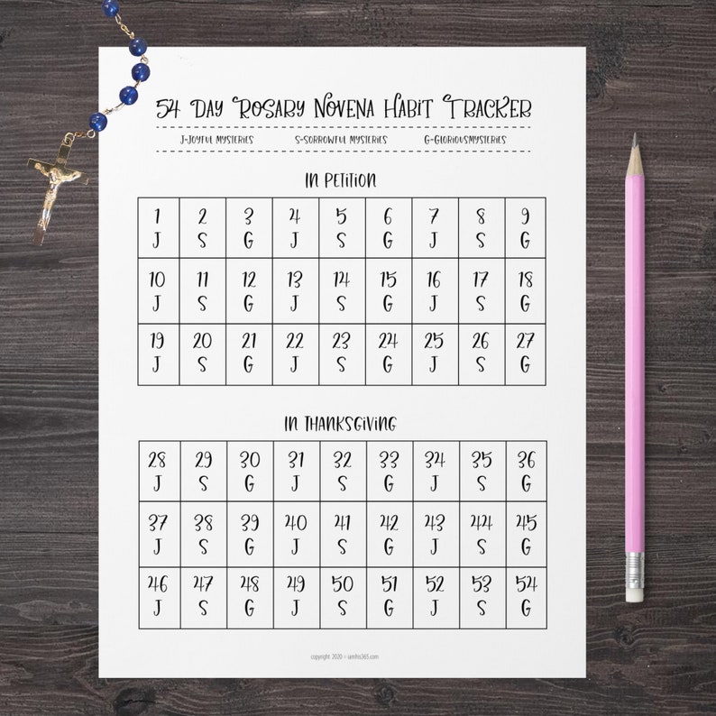 54 Day Rosary Novena Prayer Bundle With Habit Tracker Etsy Denmark
