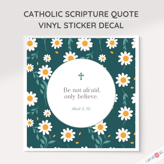 Catholic Bible Verse Sticker  | 4" Square Sticker Decal : Inspirational Catholic Decor, Vinyl Indoor, Outdoor Sticker for Faithful Catholics
