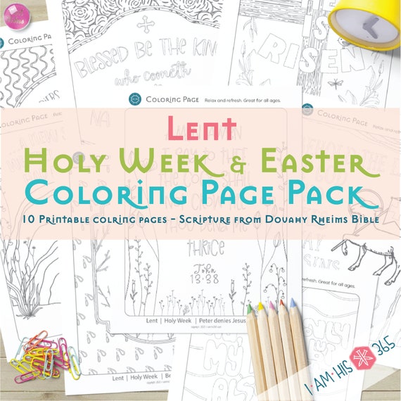 Lent Holy Week and Easter Coloring Pages - 10 Pages Instant Download - Home school, lent, Easter Gift, Easter Triduum