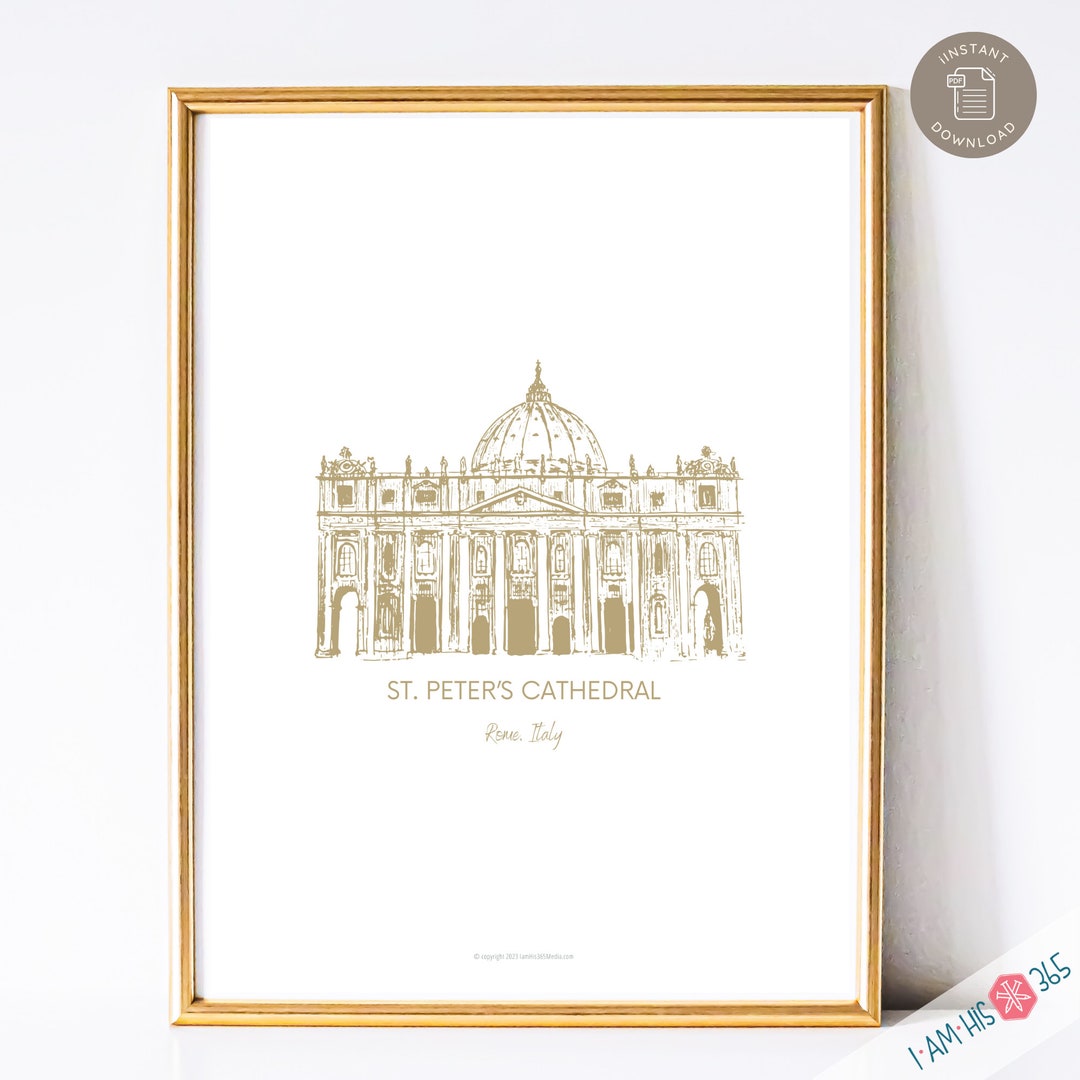 St Peter's Basilica Art Print: Vatican Architecture Sketch (digital ...