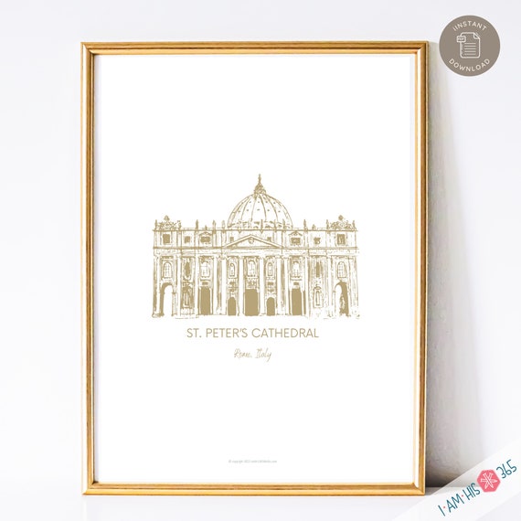 St Peter's Basilica Art Print: Vatican Architecture Sketch (Digital Download)
