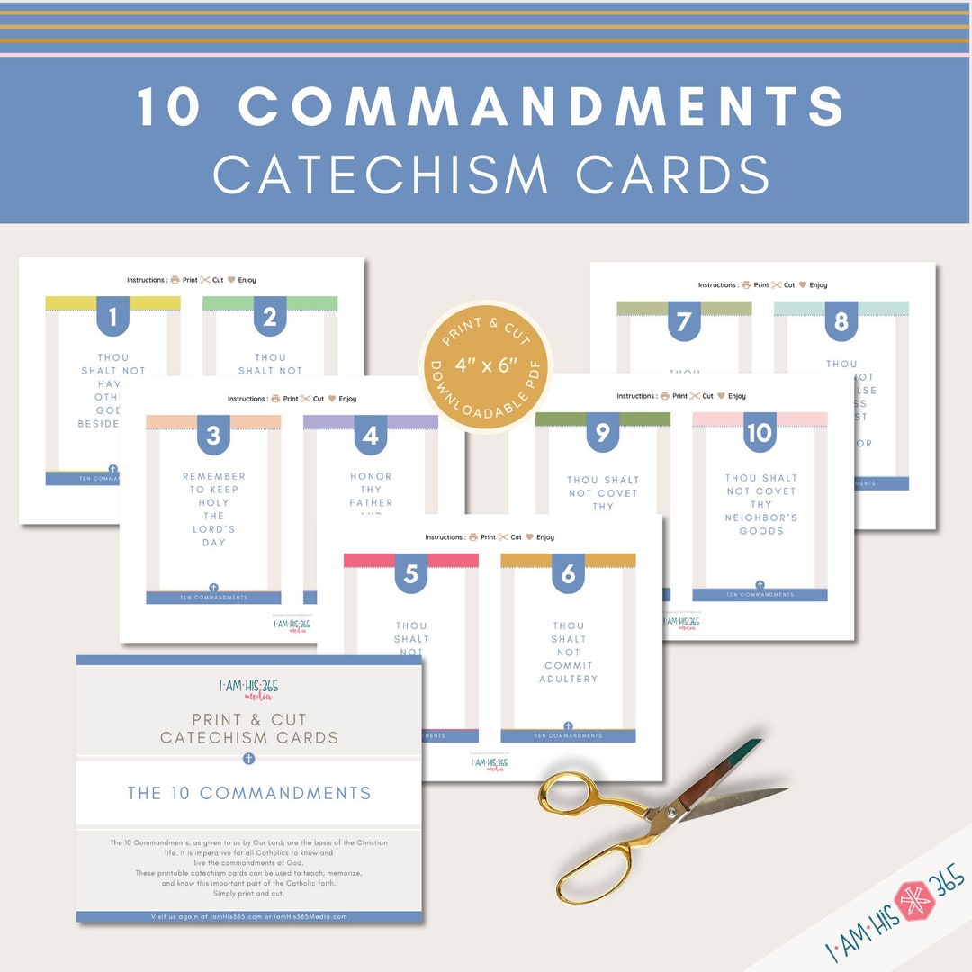 10 Commandments Catholic Catechism Cards Bible Verse Virtue Cards Traditional Catholic Bible