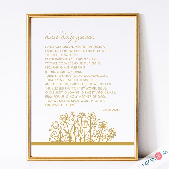 Hail Holy Queen Prayer Print: Catholic Wall Art (Digital Download)