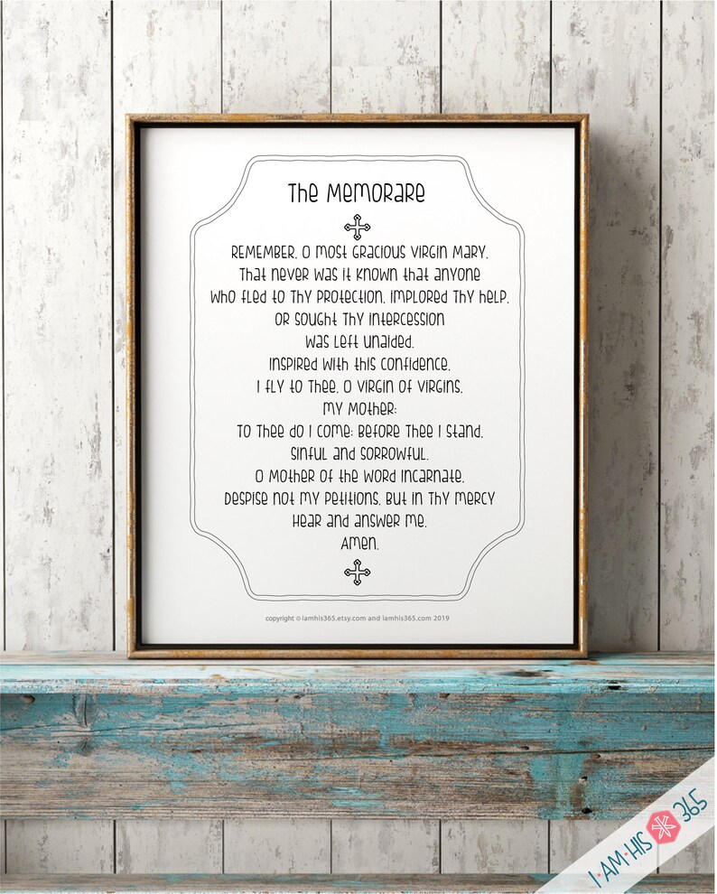 Memorare Prayer Print Catholic Prayer Printable Christian | Etsy