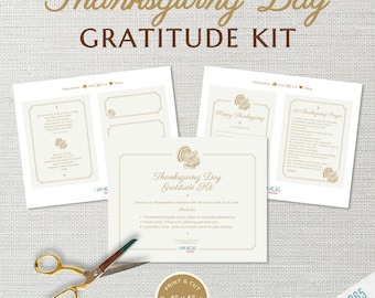 Printable Catholic Thanksgiving Gratitude Set: Prayer, Place cards, Hostess Gift, Digital Download, Print and Cut Dinner Kit