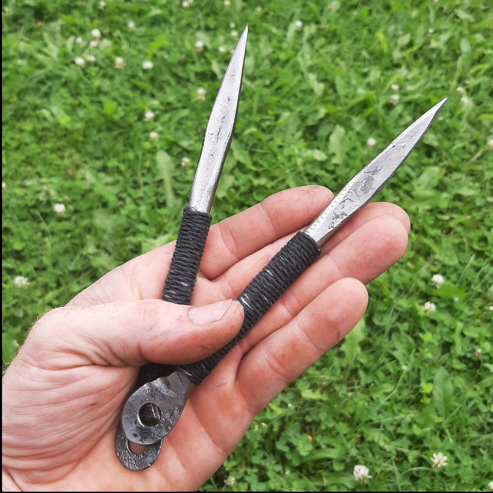 Two Ko Kunai Steel dart with 100 cotton cord handle Martial Etsy