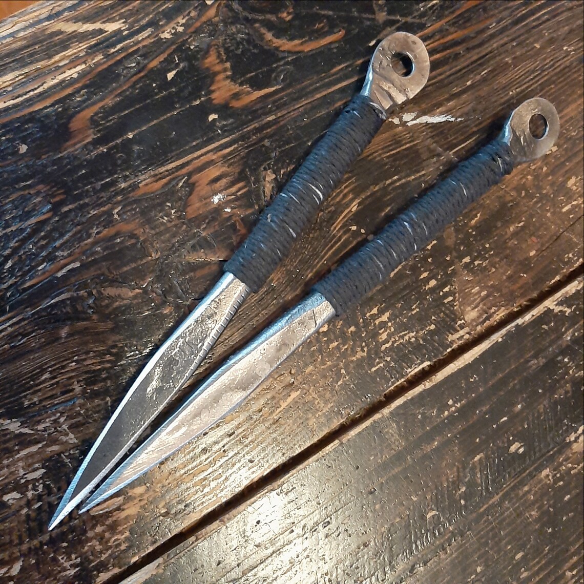 Two Ko Kunai Steel dart with 100 cotton cord handle Martial Etsy