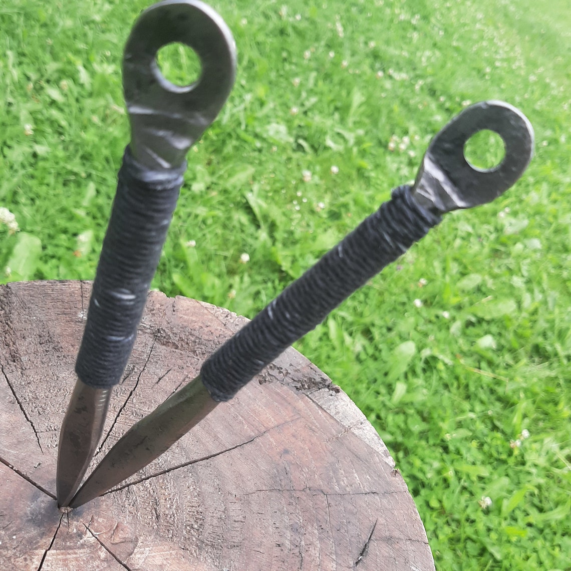 Two Ko Kunai Steel dart with 100 cotton cord handle Martial Etsy