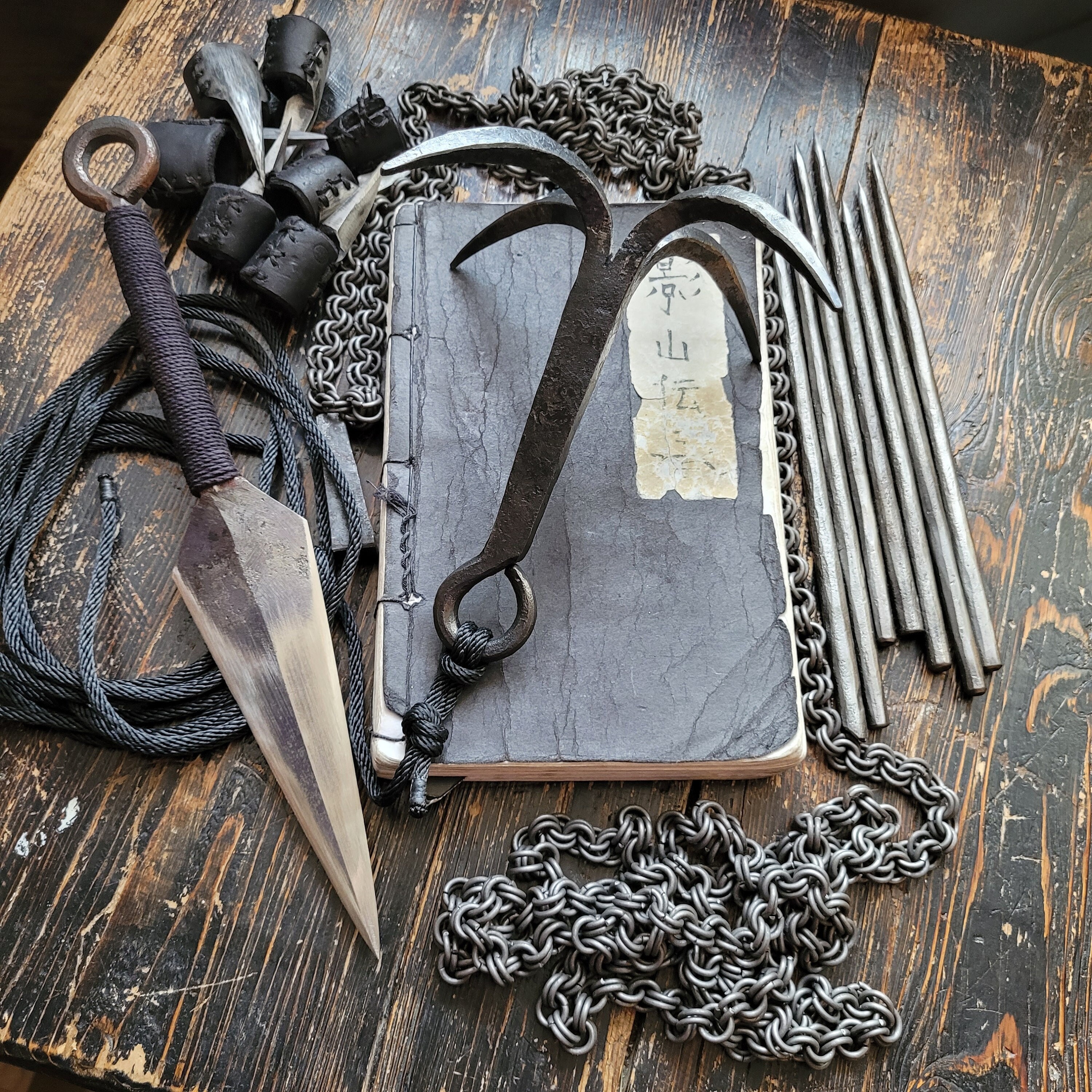Steel Grappling Hook Forged in a Traditional Style of Ninjutsu. 