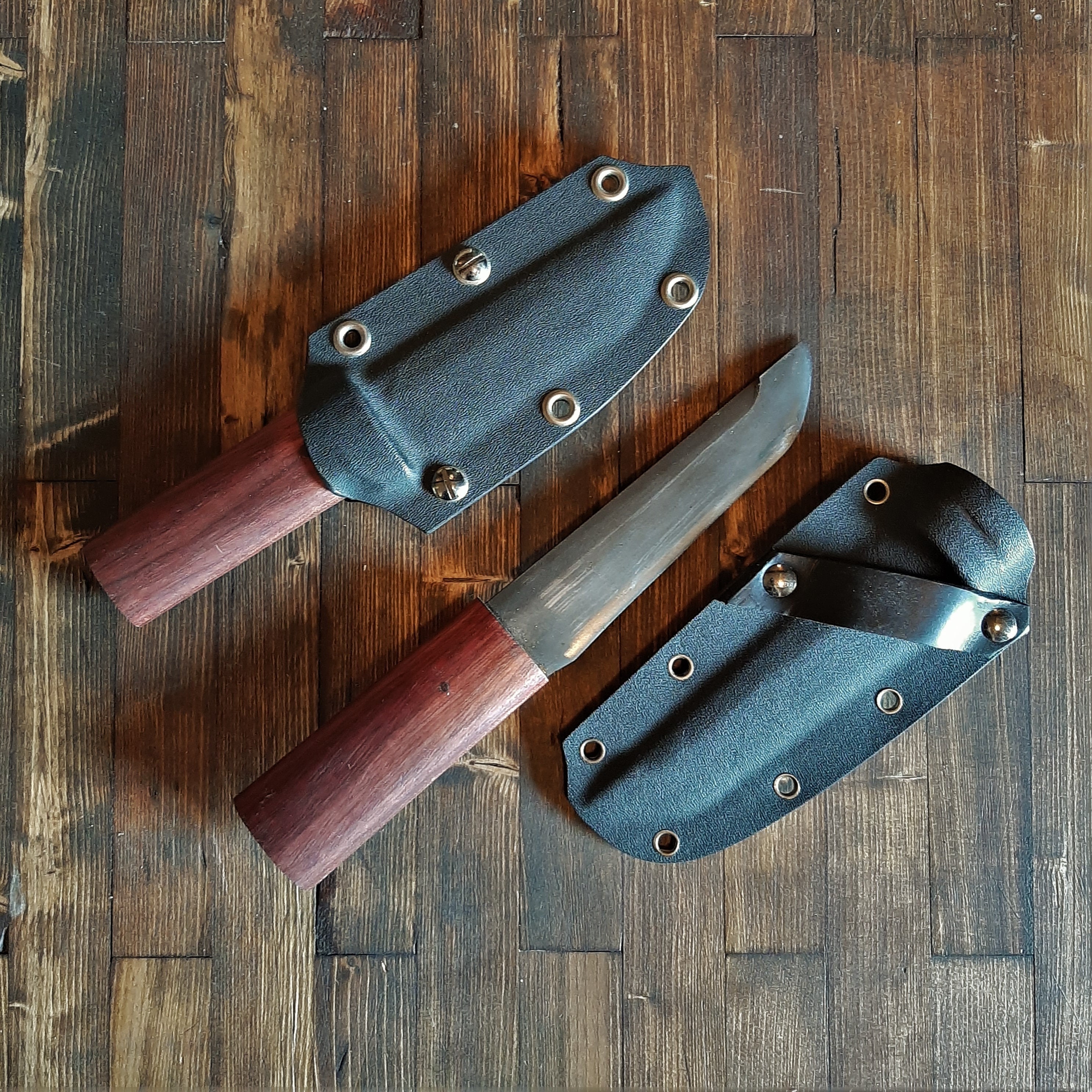 Knife Purple Heart Wooden Handle wearable Kydex sheath Etsy